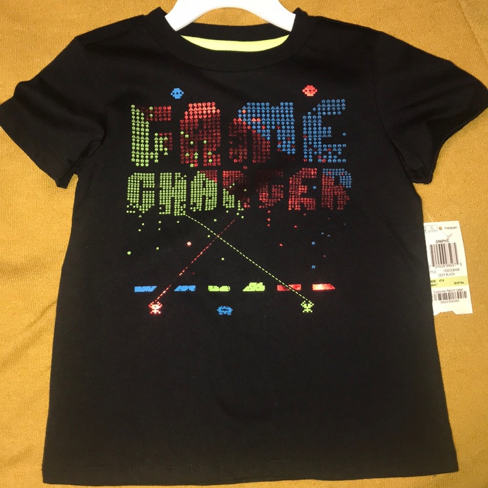 Black tee with Metallic gaming logos